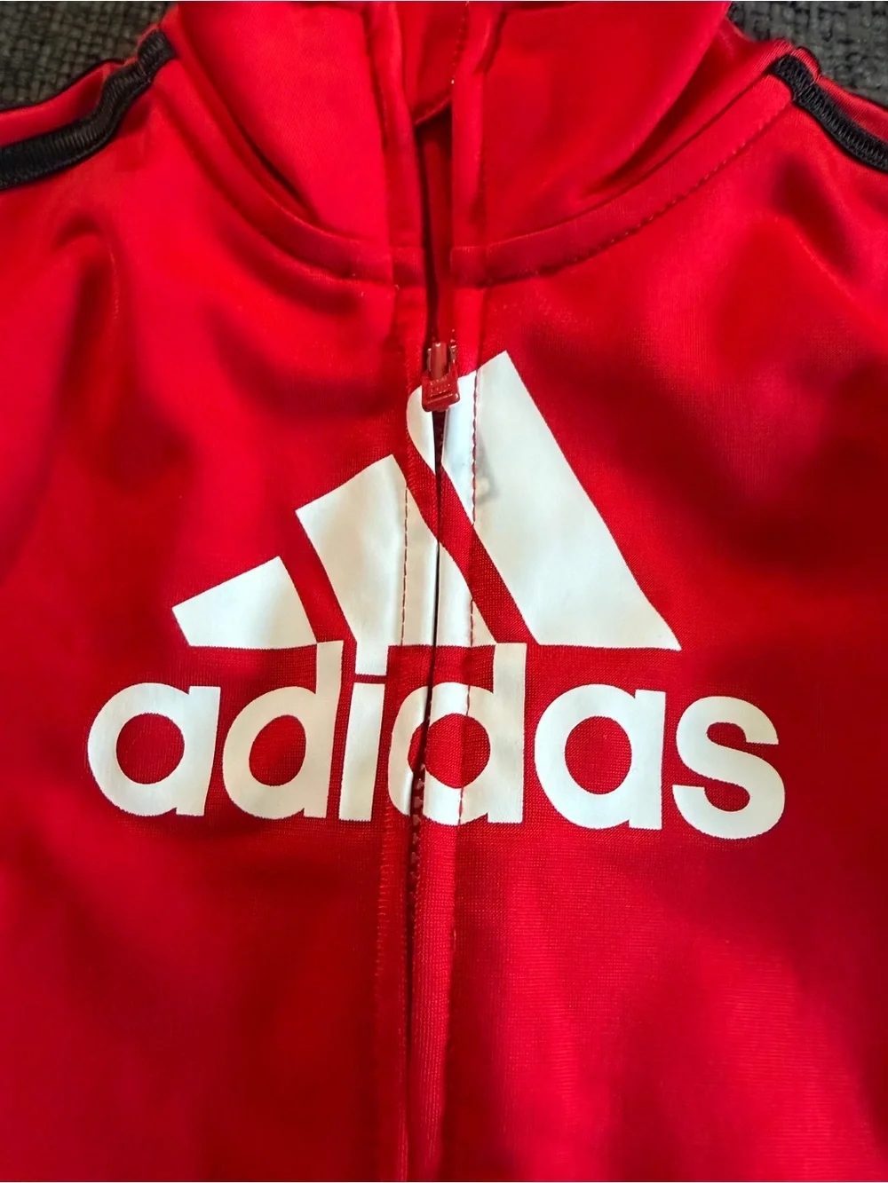 adidas Red and Black Kids Track Set with Logo